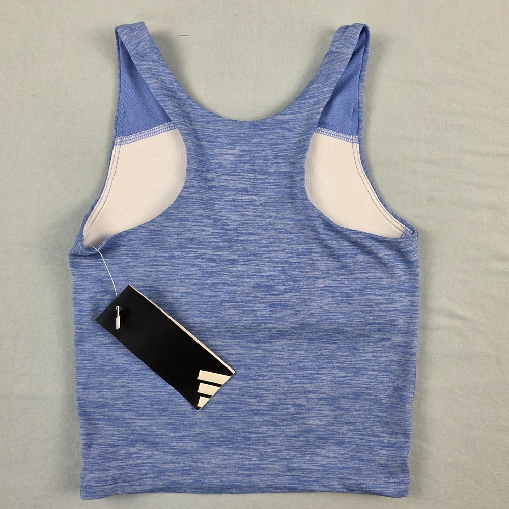 NEW WT Adidas Girls Melange Training Athletic Tank Size XS 6 6X Blue w/ LT Blue - Picture 2 of 8
